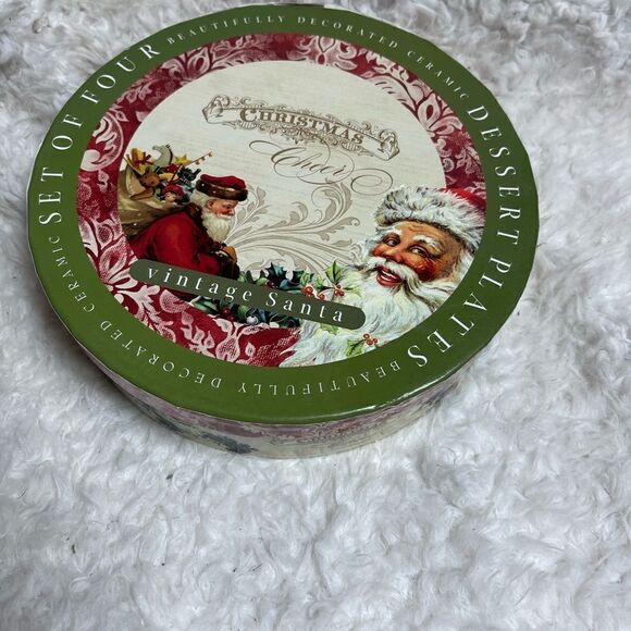 Certified International VICTORIAN SANTA 8" Plate Set 4P Audrey Roberts Christmas - Picture 13 of 14